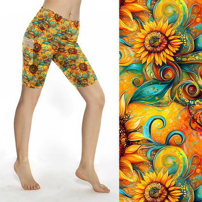 Painted Sunflowers Bike Shorts