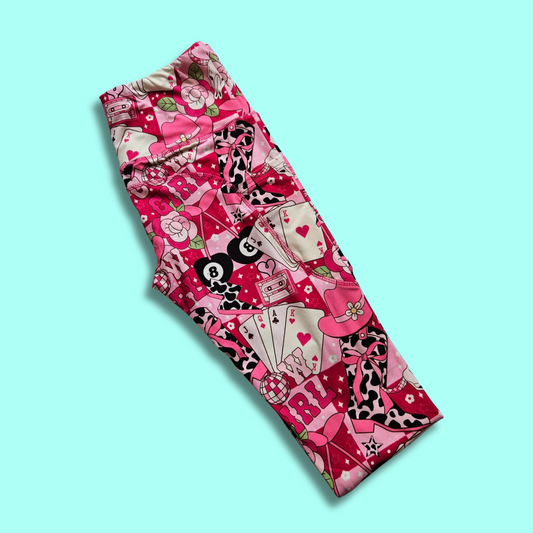 Pink Cowgirl Capri Leggings
