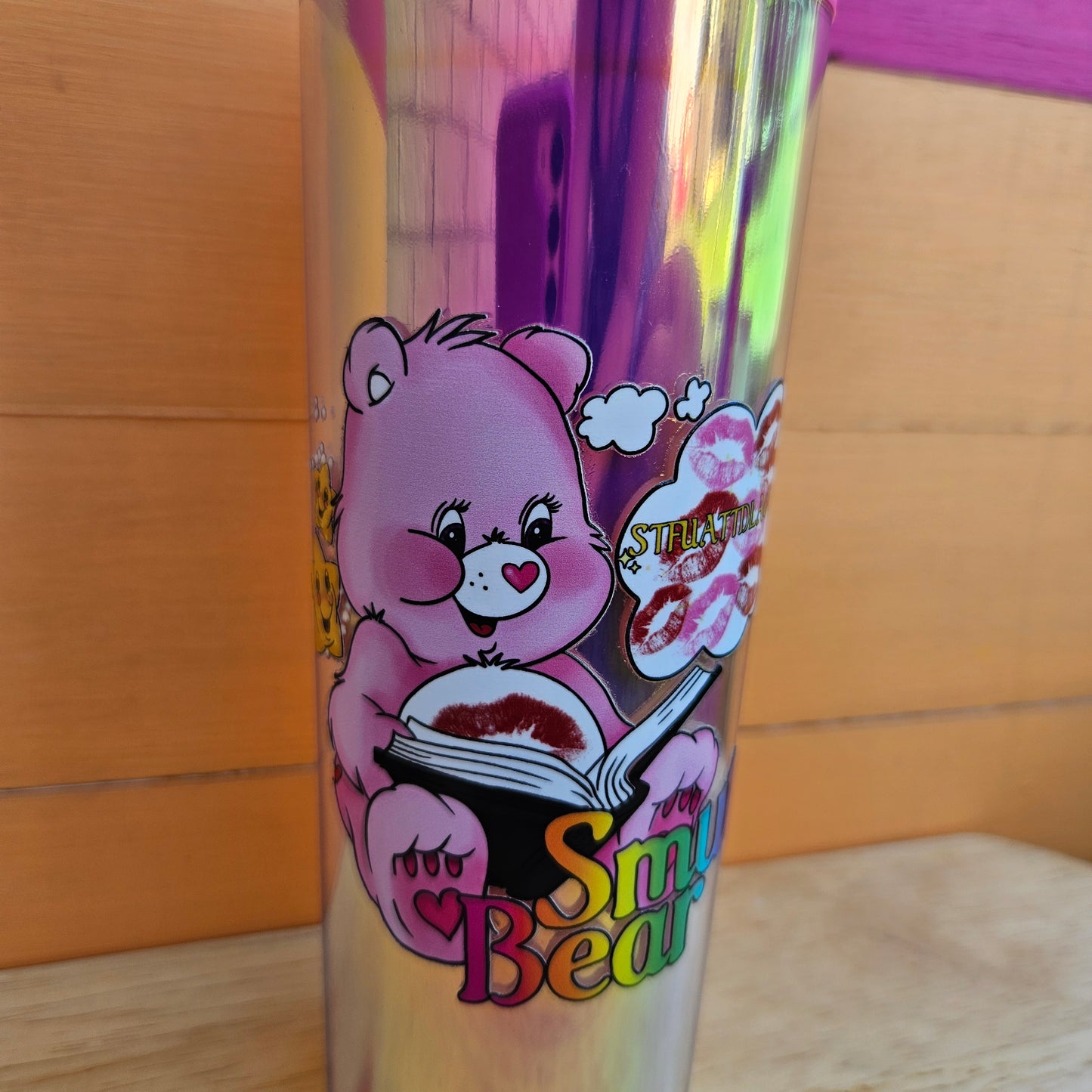 Smut Bear Iridescent Plastic Tumbler