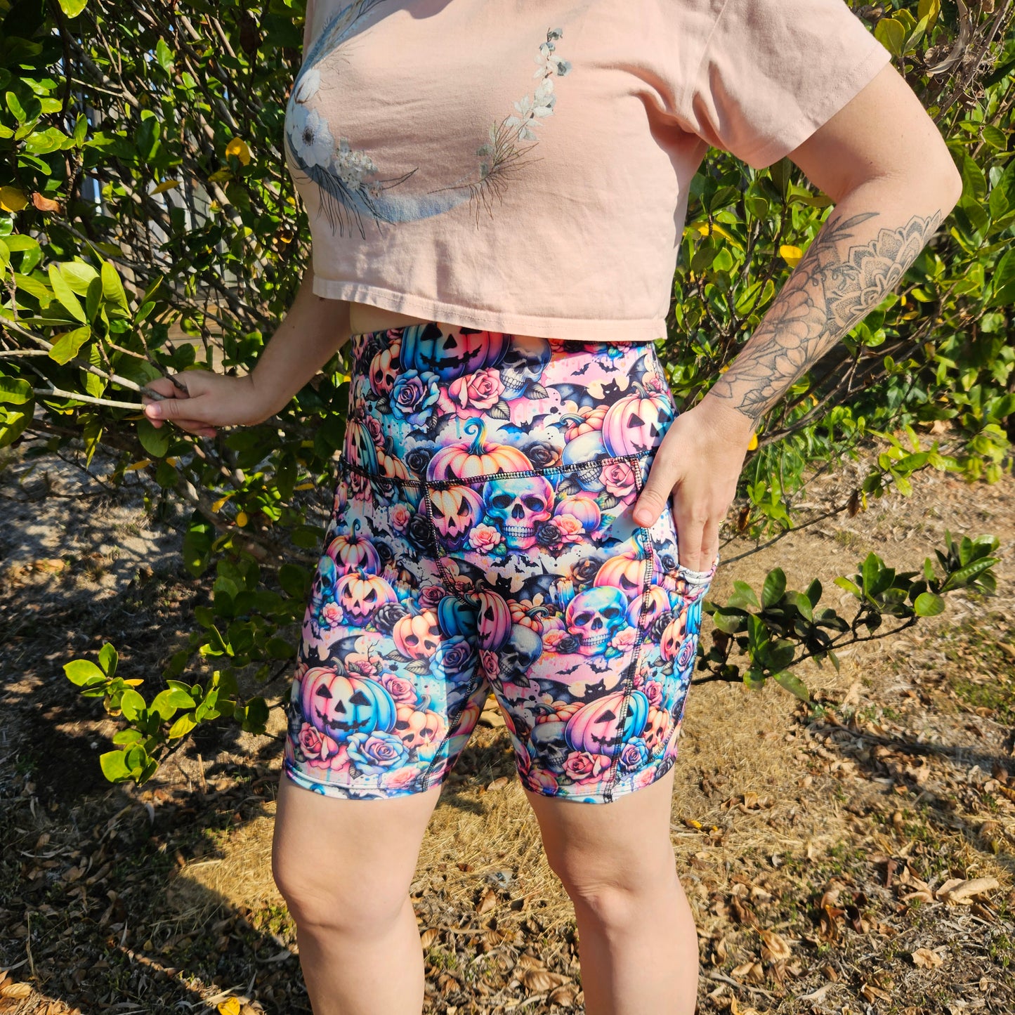 Pastel Pumpkins Bike Shorts