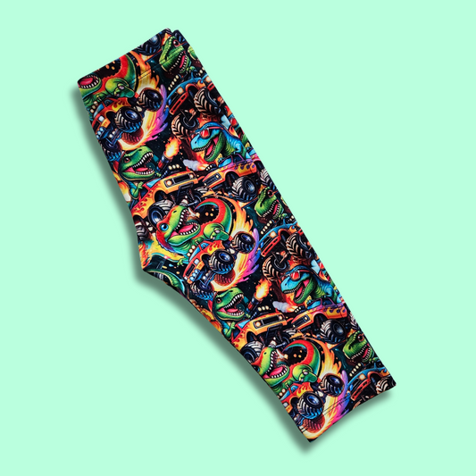 Dino Trucks Kids Capri Leggings