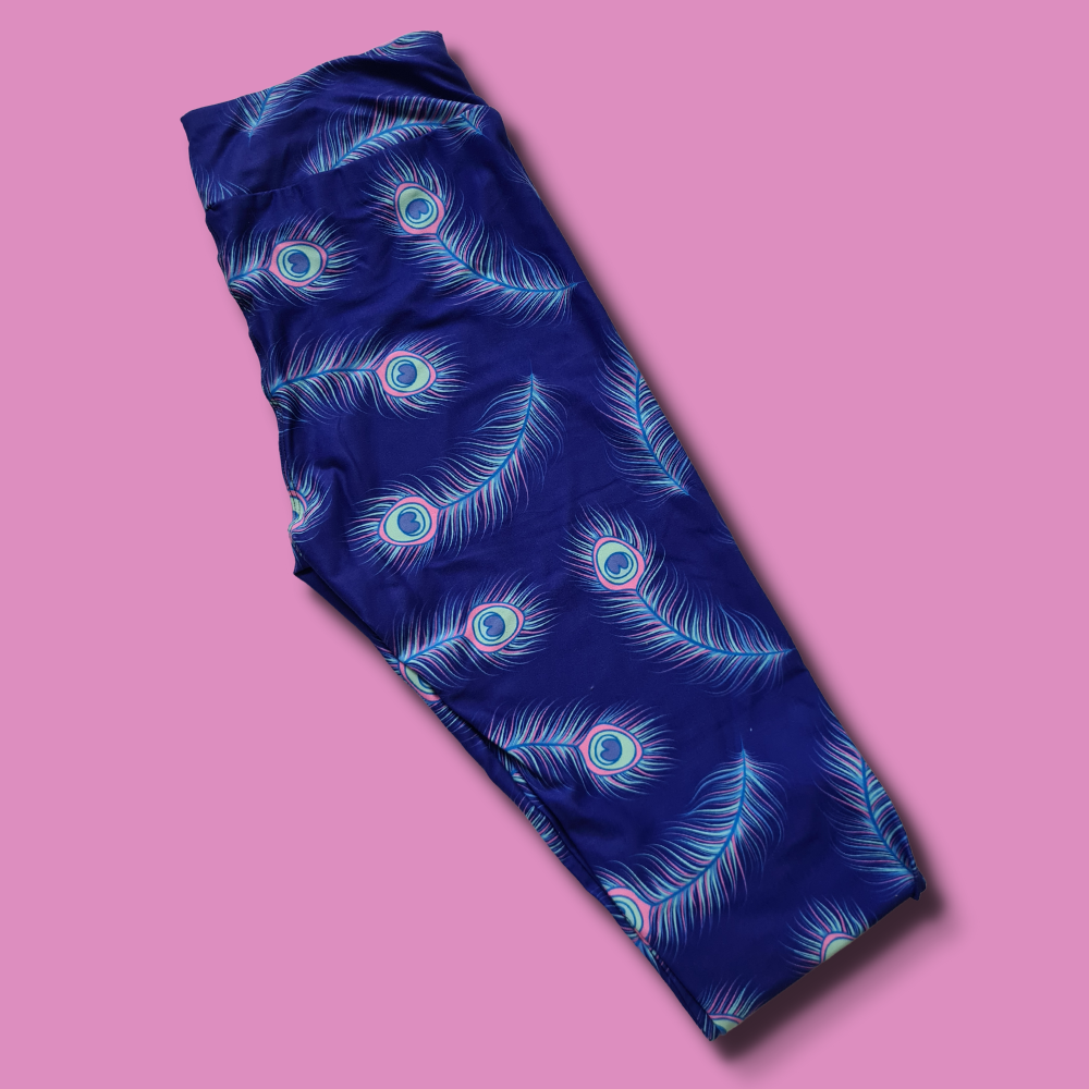 Purple Peacock Yoga Band Capri
