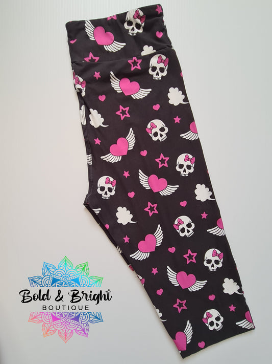 Girl Skull Yoga Band Capri