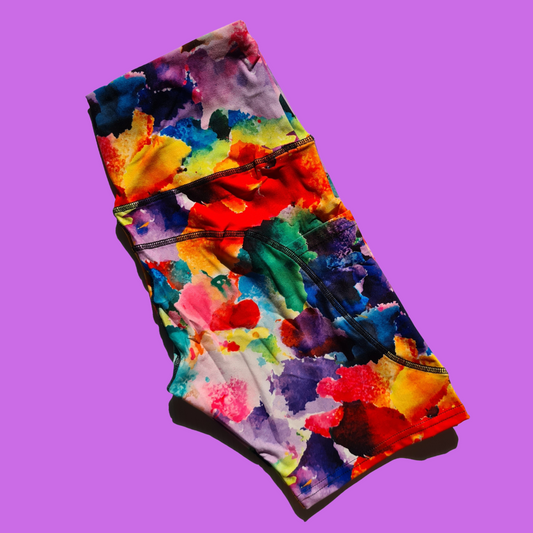 Rainbow Splotches Bike Shorts w/ Pockets