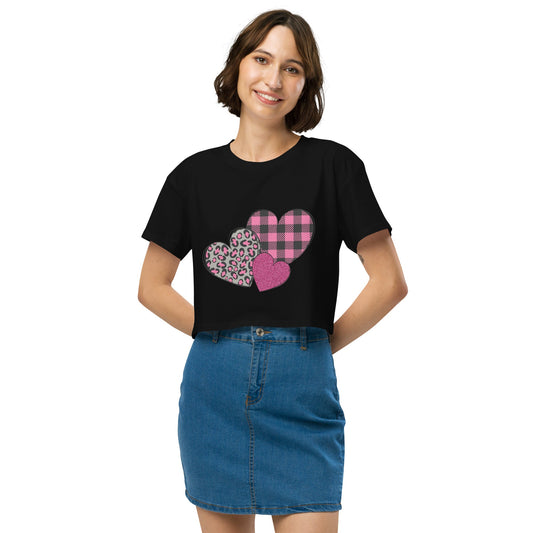 Pink Hearts Women's Crop Top
